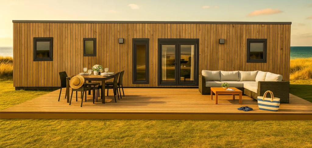 Chalet en bardage bois écologique avec isolation renforcée en Bretagne"